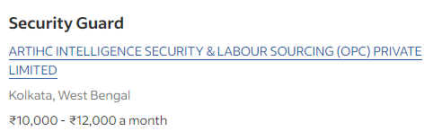 10th Based Security Guard Job